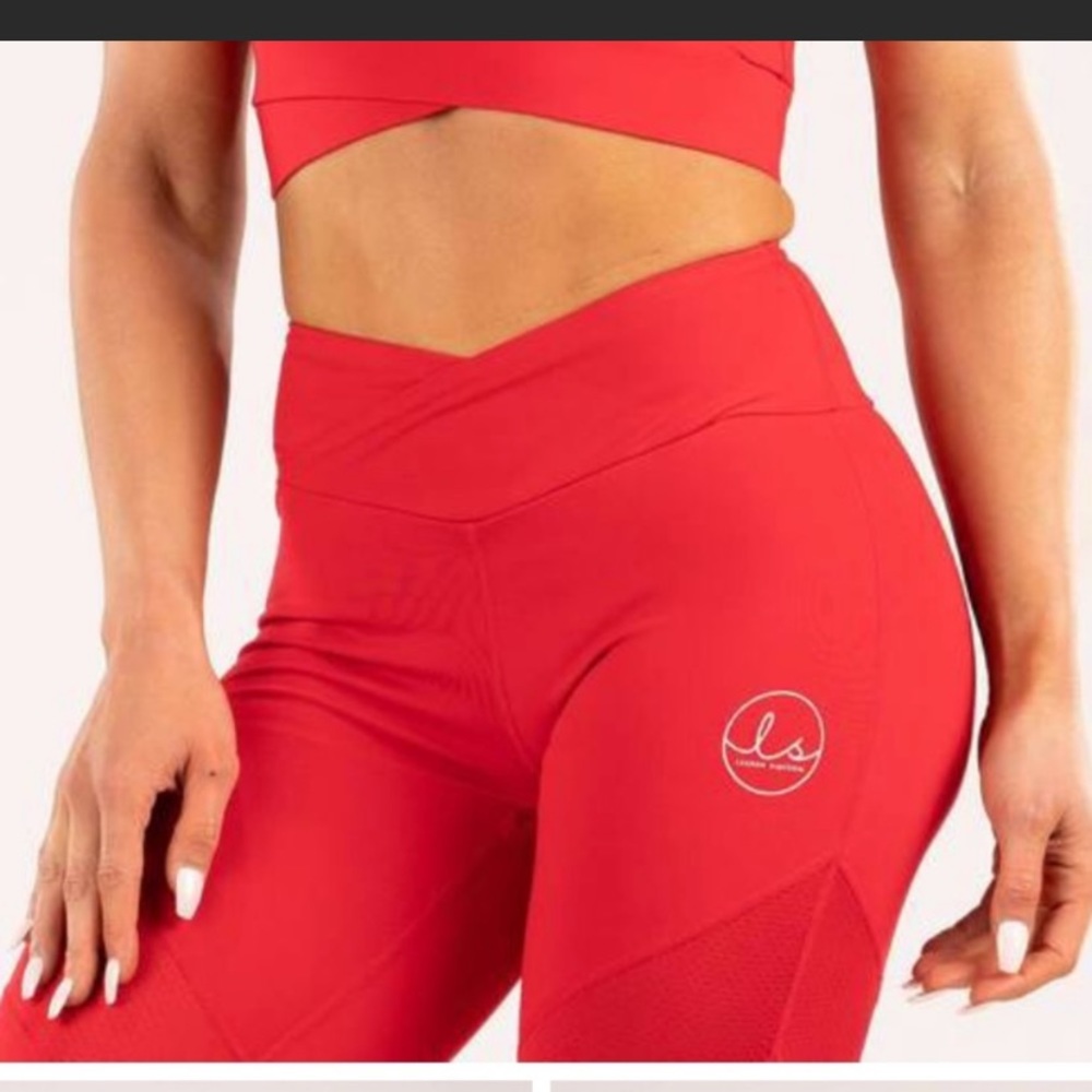 RYDERWEAR LAUREN SIMPSON RED LEGGINGS SIZE XS